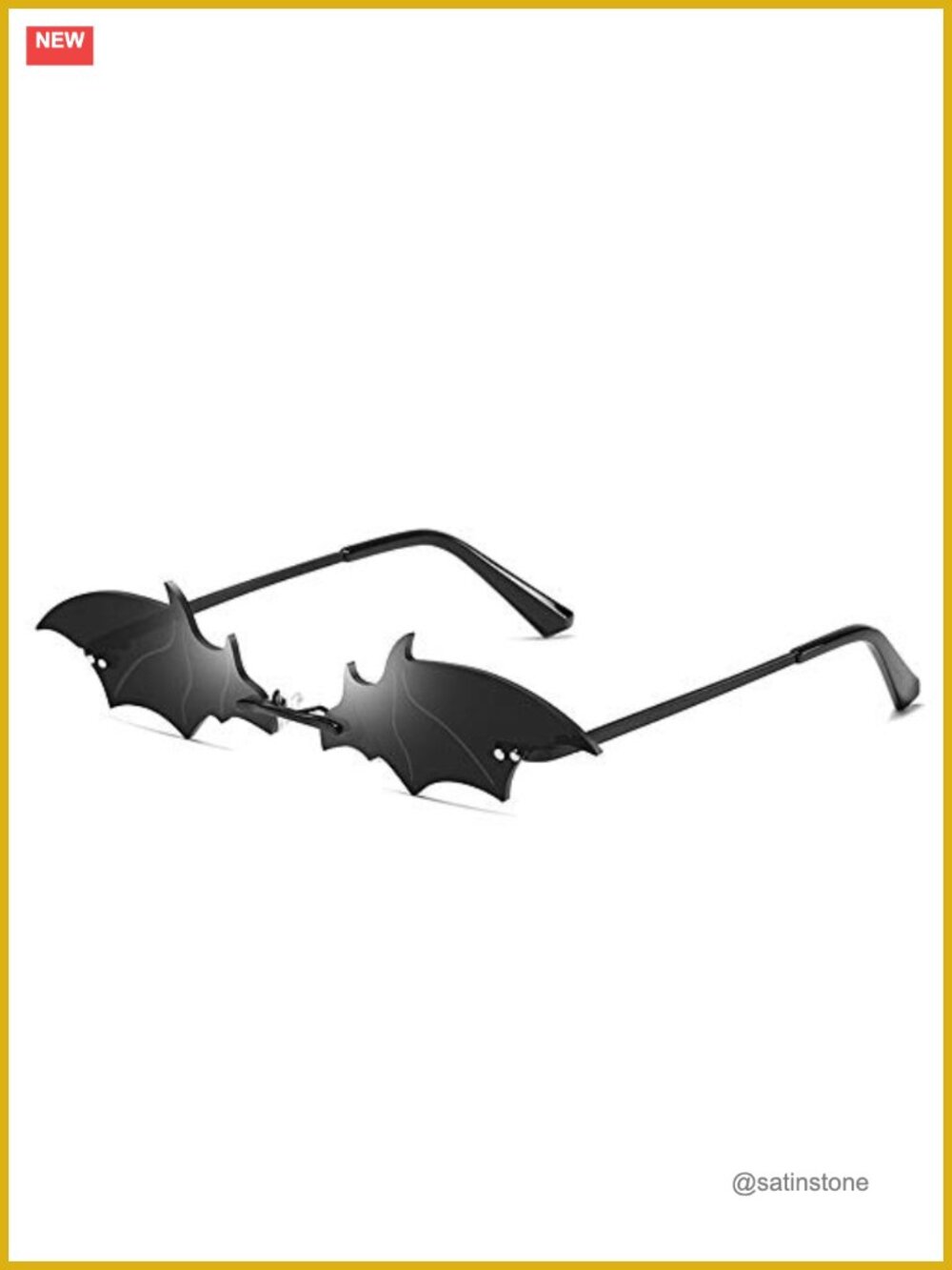 Rimless Bat Sunglasses Goth Glasses UV 400 Protection